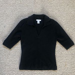 Vintage Urchin Mark Eisen Black Half Sleeve Polo Top with Bows - Size M